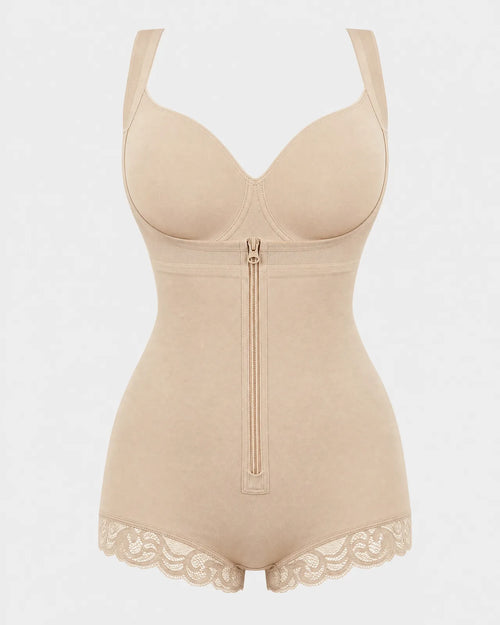 Body Faja Control de Abdomen y Espalda con Cremallera - Beige